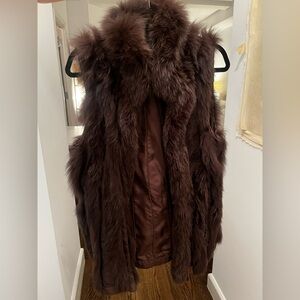 No Label Brown Rabbit Fur Long Brown Vest